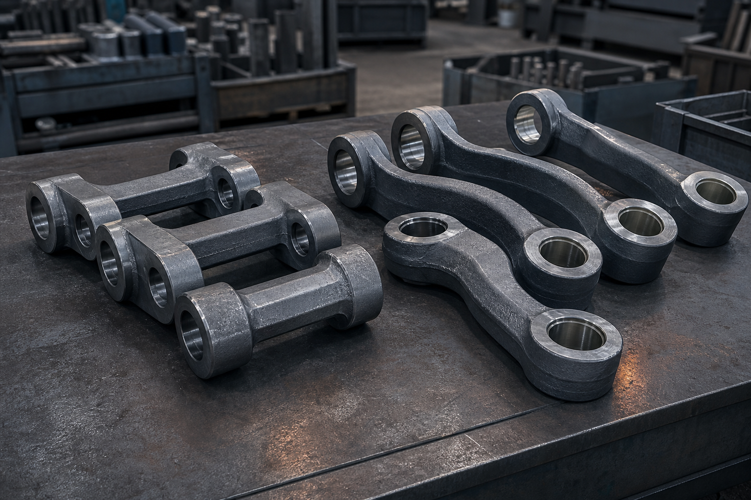 Forged steel linkage components for industrial machinery